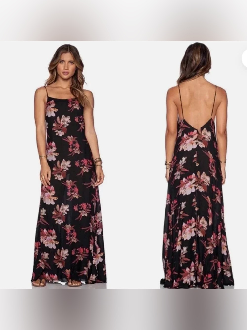 Free People Star Chasing Maxi Dress Raven Combo Size Extra Small